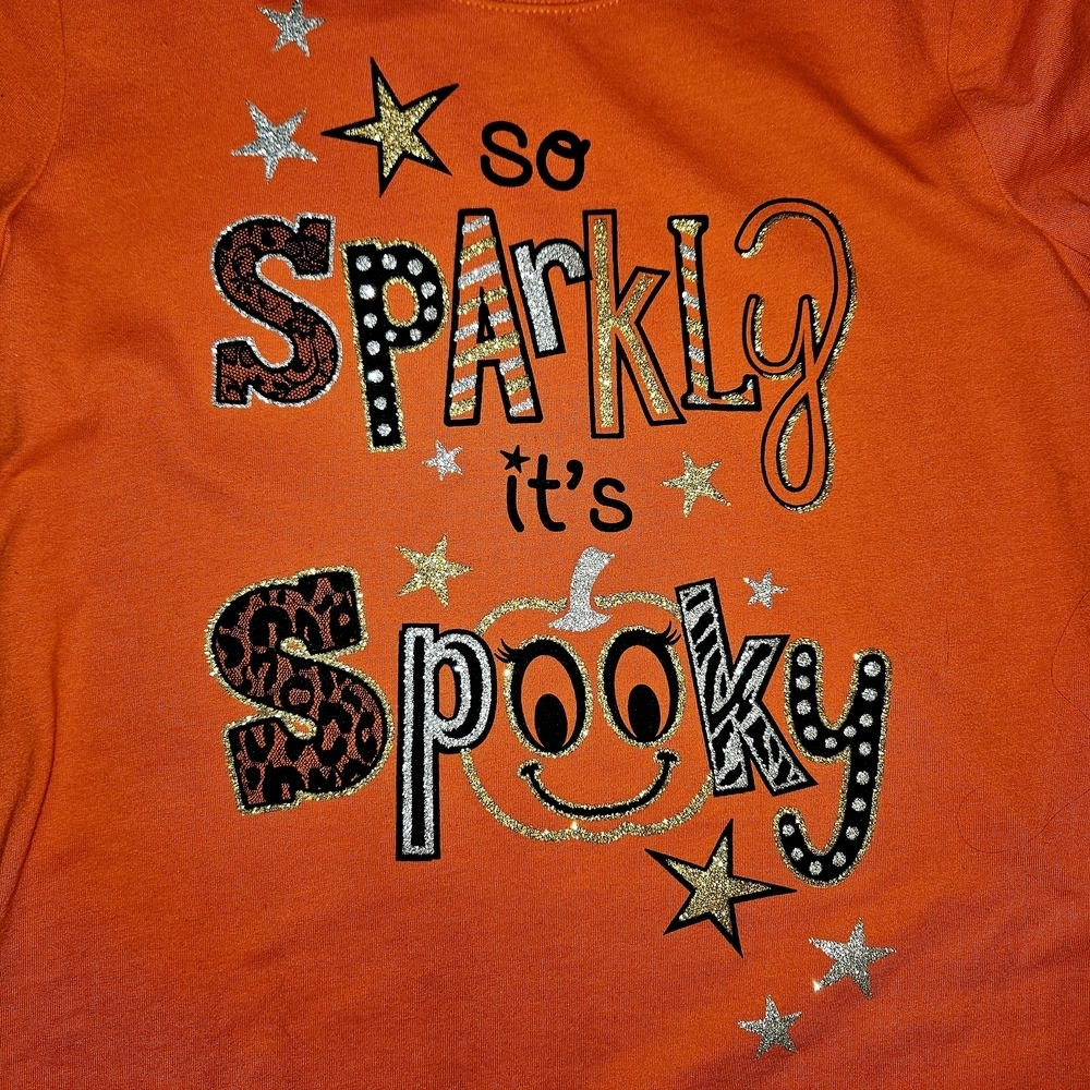 Halloween T-shirt with Sparkly Design Fits Womens XS/S (Actually Girls Size XL) - Picture 11 of 15